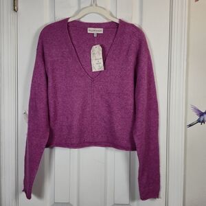 Willow & Wind Magenta Deep V-Neck Cropped Sweater XS Barbiecore Boho